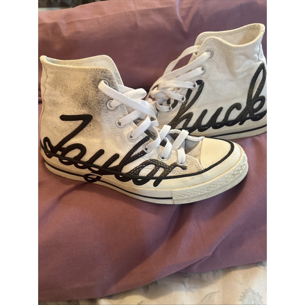 Converse‎ Chuck 70 Hi sneakers in the "Scripted Signature Print White Egret" 5.5